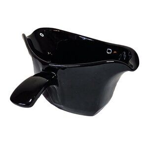 Frankoma Pottery Double Spout Gravy Boat Handled Pitcher Server Sauceboat Black